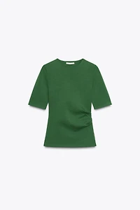 RUCHED INTERLOCK T-SHIRT
