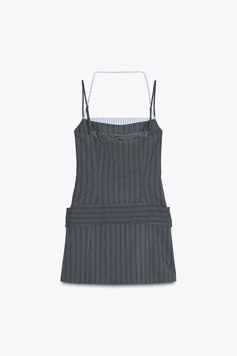 CONTRASTING PINSTRIPE DRESS