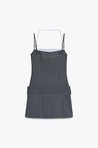 CONTRASTING PINSTRIPE DRESS