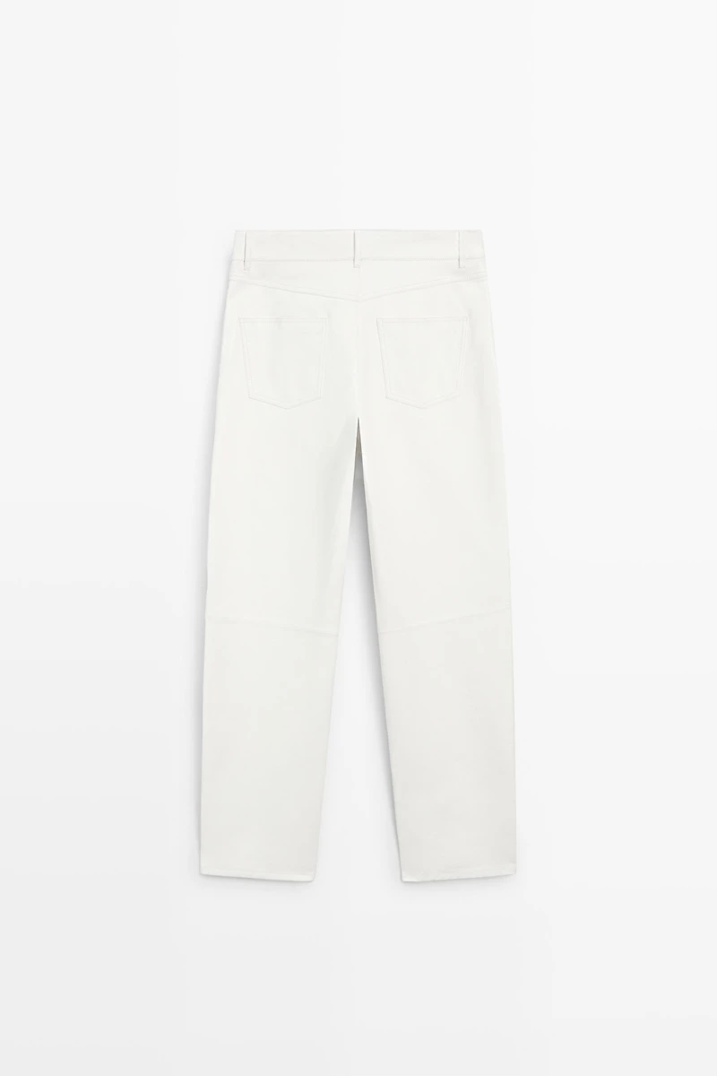Straight-leg leather pants