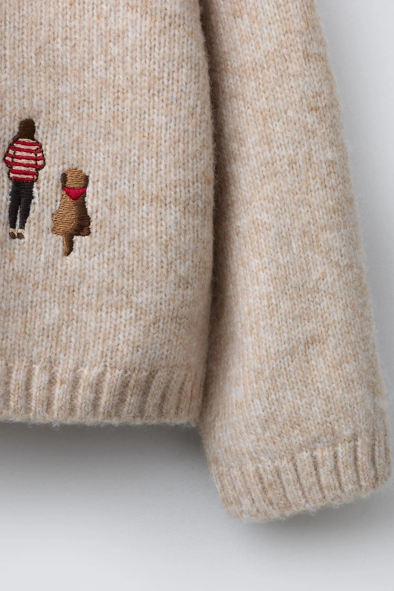 EMBROIDERED KNIT SWEATER WITH WOOL