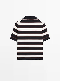 Striped knit polo sweater