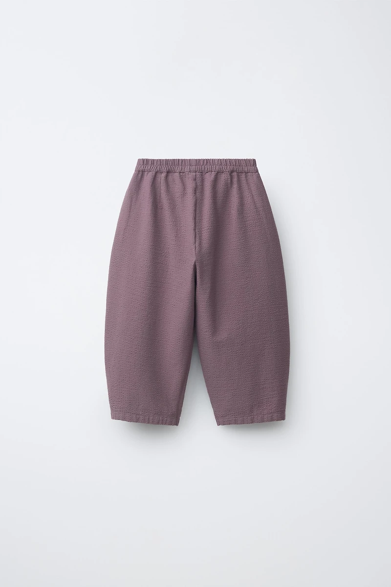 EMBROIDERED SEERSUCKER BAGGY PANTS