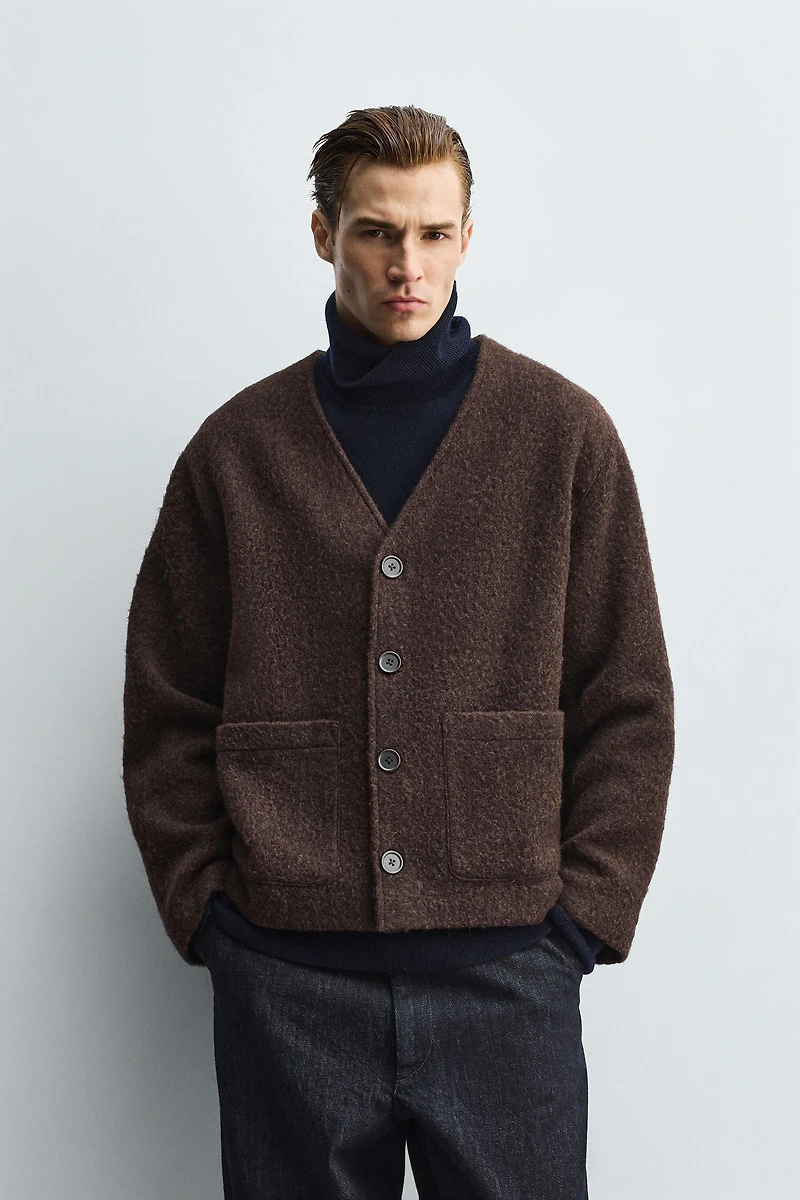 RELAXED FIT TEXTURED CARDIGAN