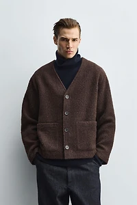 RELAXED FIT TEXTURED CARDIGAN