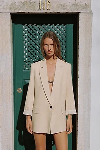 LINEN BLAZER WITH ROLLED SLEEVES