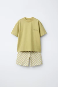 ENSEMBLE T-SHIRT ET BERMUDA À DAMIER