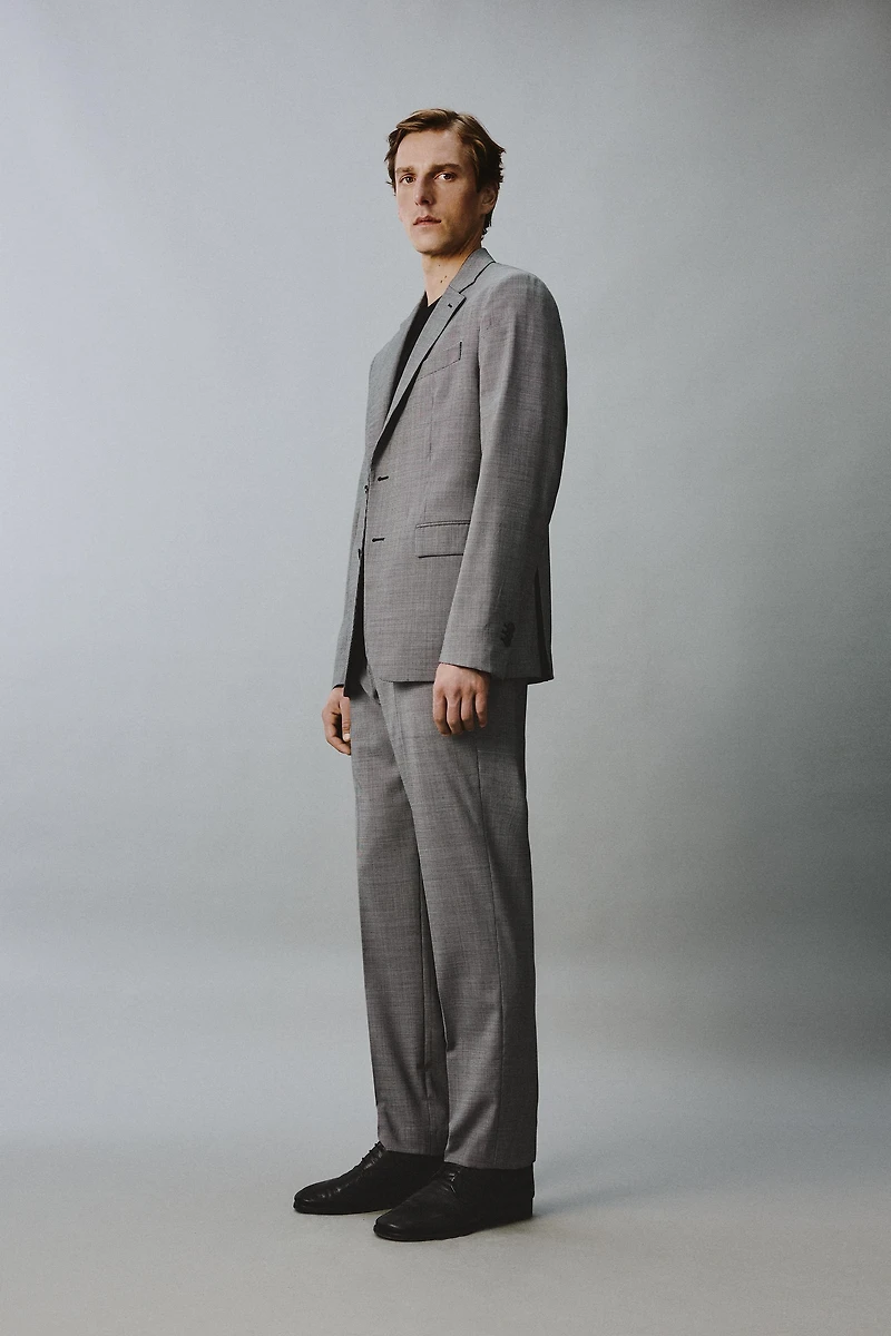 PLAID WOOL BLEND SUIT JACKET