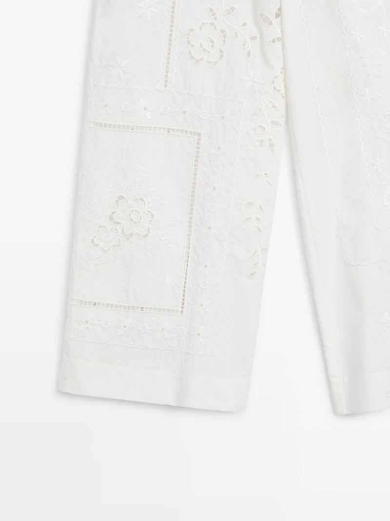 Pantalon patchwork broderies