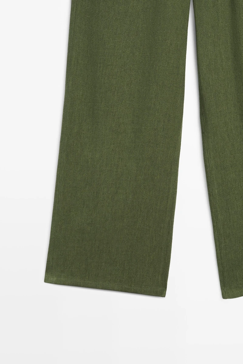 Straight linen blend pants