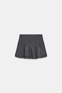 PINSTRIPE RUFFLED MINI SKIRT