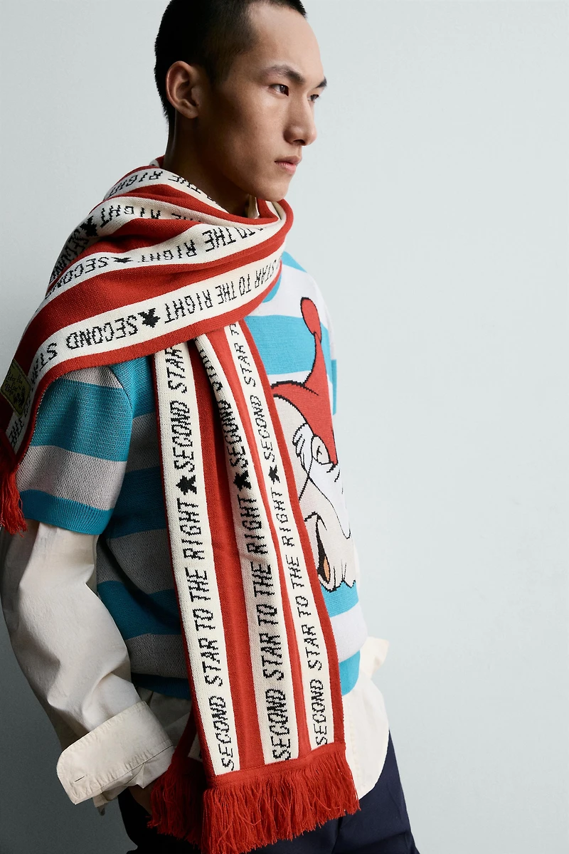 ÉCHARPE À RAYURES TEXTE PETER PAN HARRY LAMBERT FOR ZARA X DISNEY