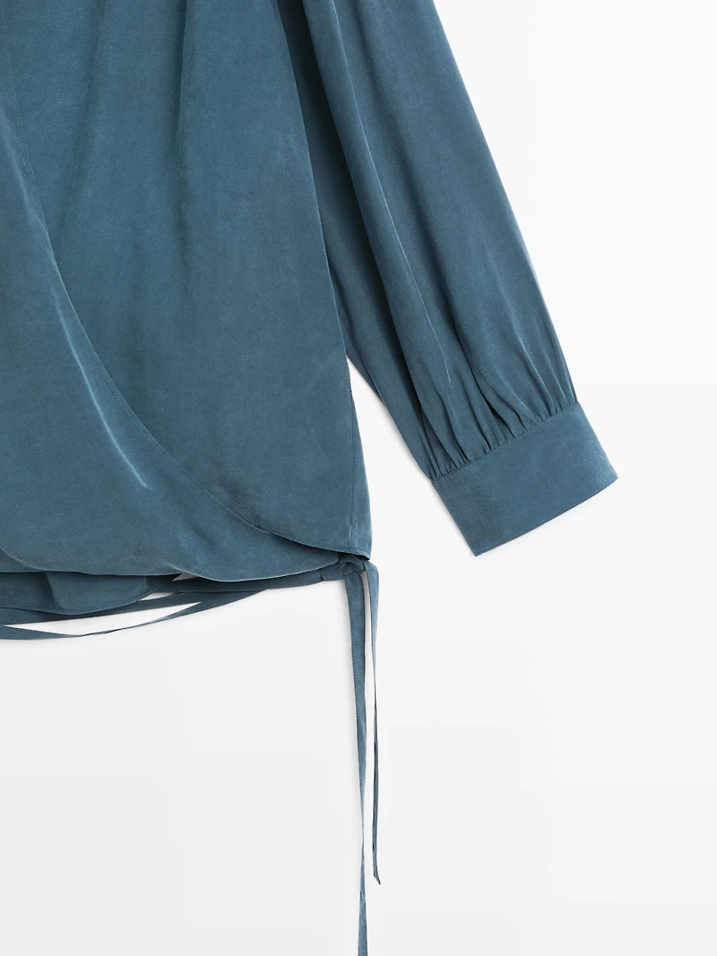Flowing surplice blouse