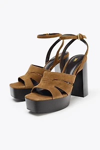 SPLIT LEATHER PLATFORM SANDALS