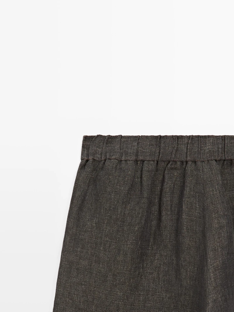 Pantalon barrel fit lin