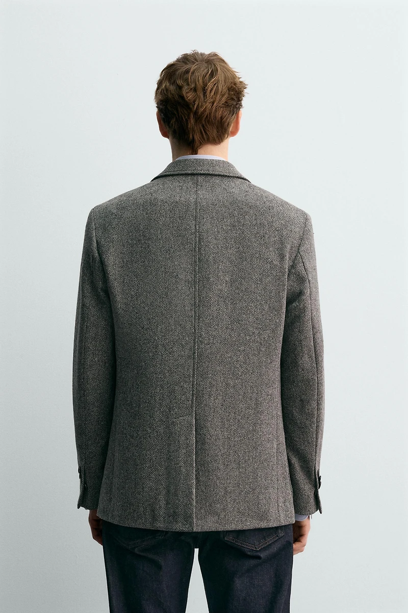 100% WOOL TEXTURED BLAZER AARON LEVINE X ZARA