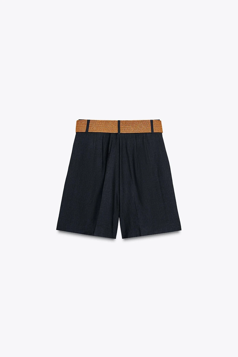 PLEATED BELT SHORTS