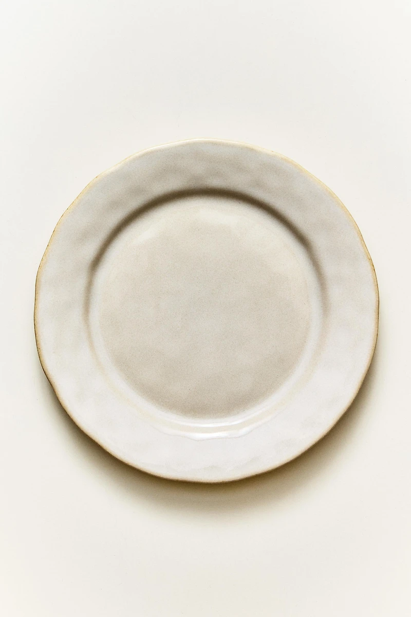 STONEWARE DESSERT PLATE WITH IRREGULAR RIM