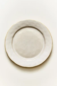 STONEWARE DESSERT PLATE WITH IRREGULAR RIM