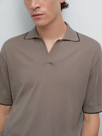 Knit polo shirt with contrast detail