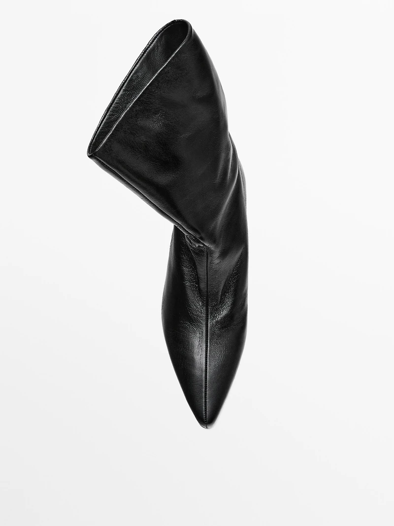 Leather high heel ankle boots