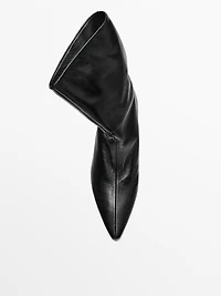 Leather high heel ankle boots