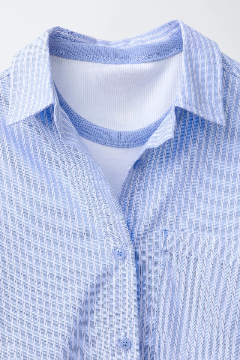 STRIPED SHIRT PACK WITH CONTRAST RIB T-SHIRT