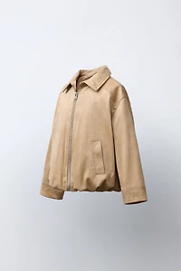 FAUX SUEDE BOMBER JACKET