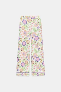 FLORAL PRINT LINEN PANTS