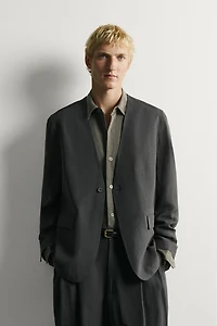 Relaxed-Fit Collarless Blazer