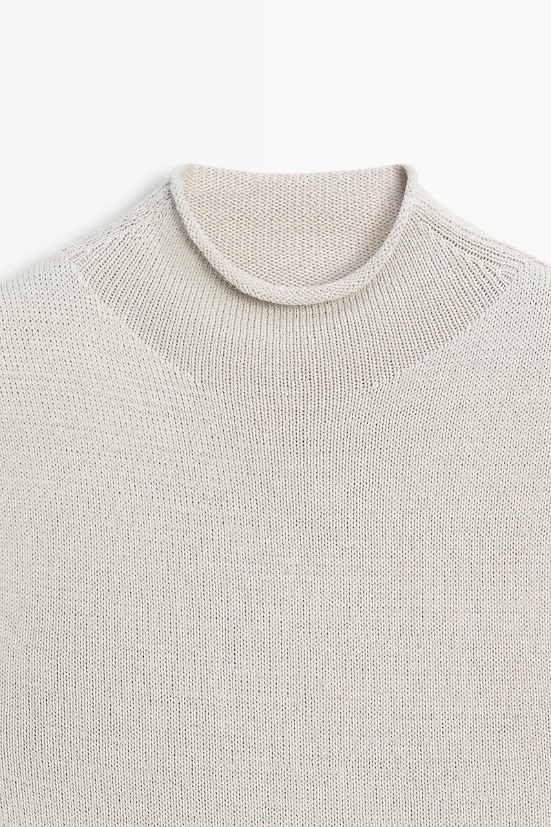 Cotton blend high neck knit top