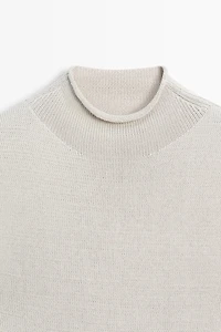 Cotton blend high neck knit top
