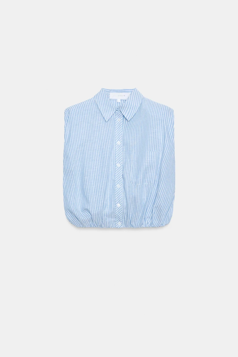 CHEMISE COURTE À RAYURES AVEC ÉPAULETTES