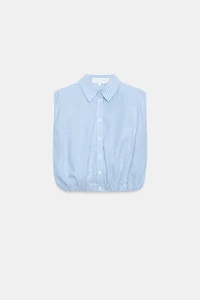 CHEMISE COURTE À RAYURES AVEC ÉPAULETTES