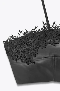 LEATHER LACE BRALETTE