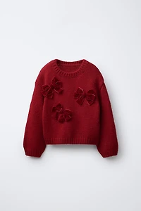 KNIT VELVET BOW JUMPER