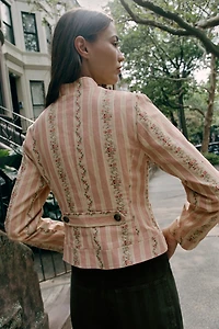 STRIPED FLORAL JACQUARD JACKET