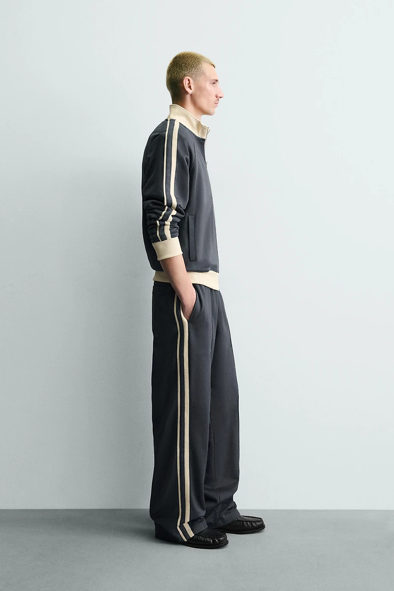 WIDE FIT JOGGER PANTS WITH STRIPES
