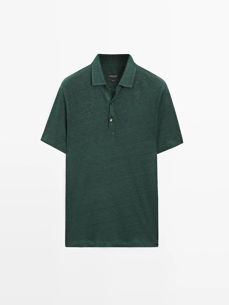 100% linen short sleeve polo shirt
