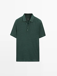 100% linen short sleeve polo shirt