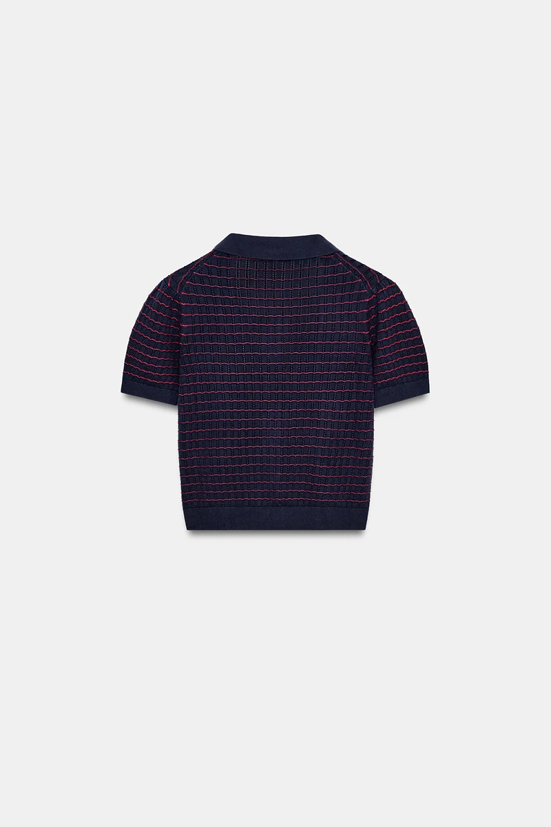 KNIT PETER PAN COLLAR TOP