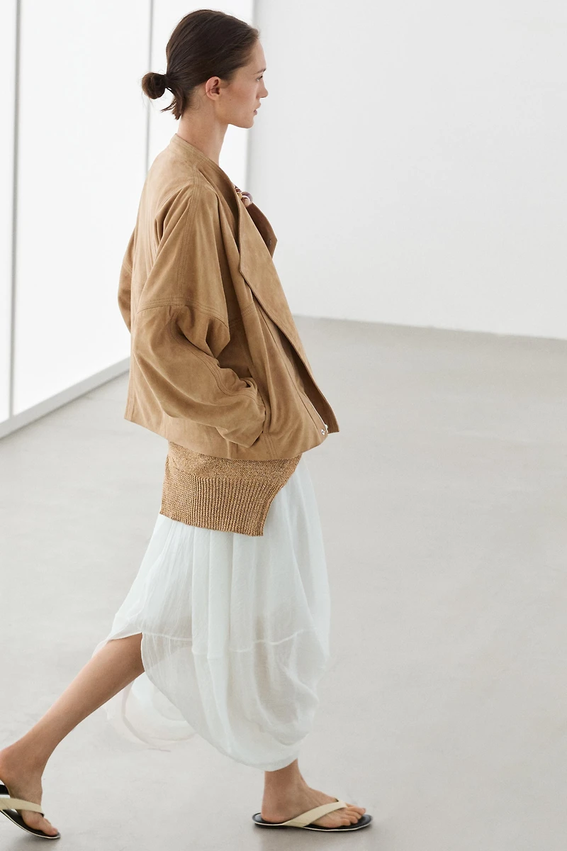 Blouson croisé en cuir suédé