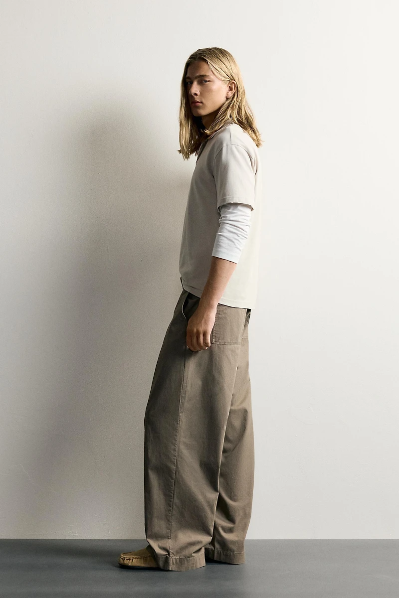 RELAXED FIT BELTED PANTS