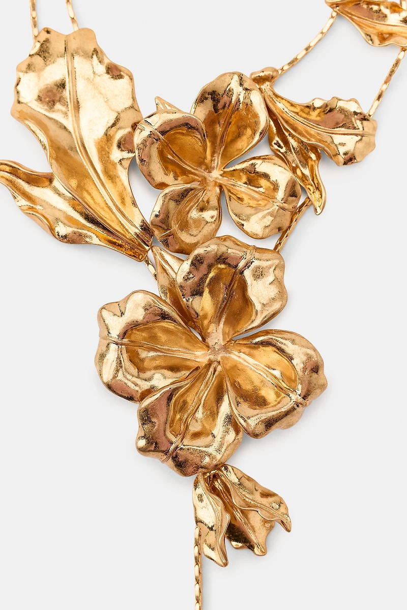 DOUBLE METAL FLOWER NECKLACE