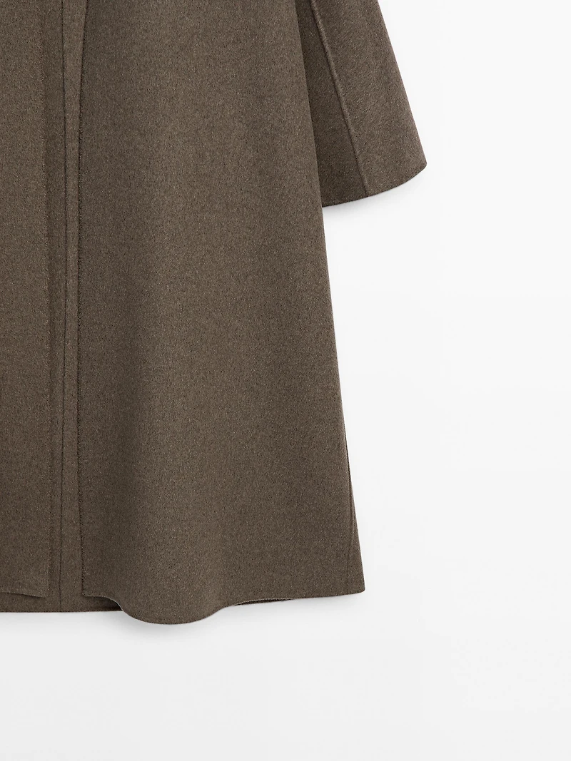 Manteau long ouvert en laine mélangée