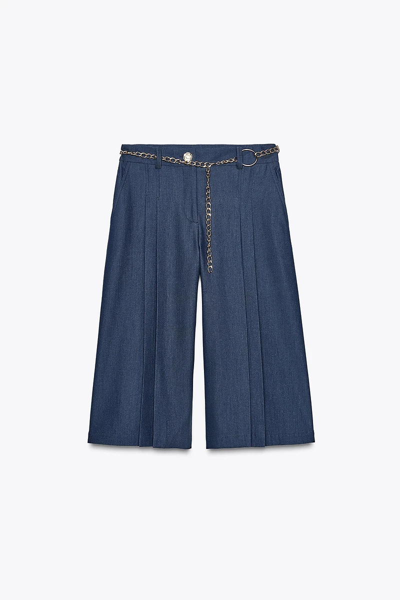 BELTED CHAIN LONG SHORTS