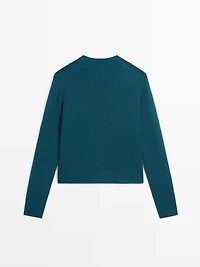 100% wool knit cardigan with covered buttons