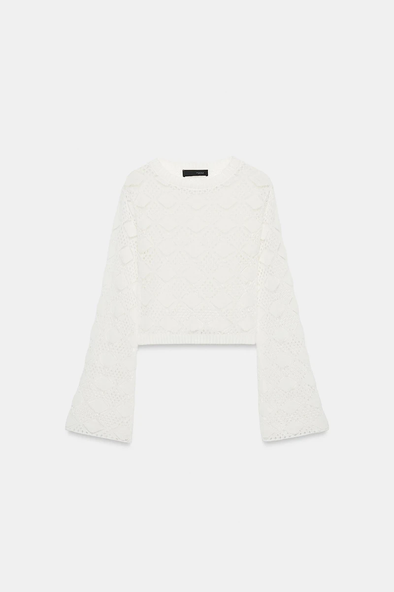 POINTELLE KNIT FLARED SLEEVE JUMPER