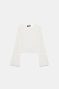 POINTELLE KNIT FLARED SLEEVE JUMPER