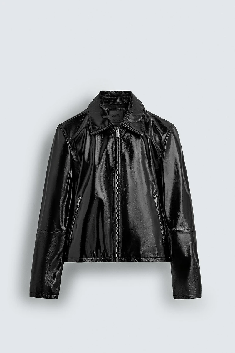 SHINY FINISH LEATHER JACKET